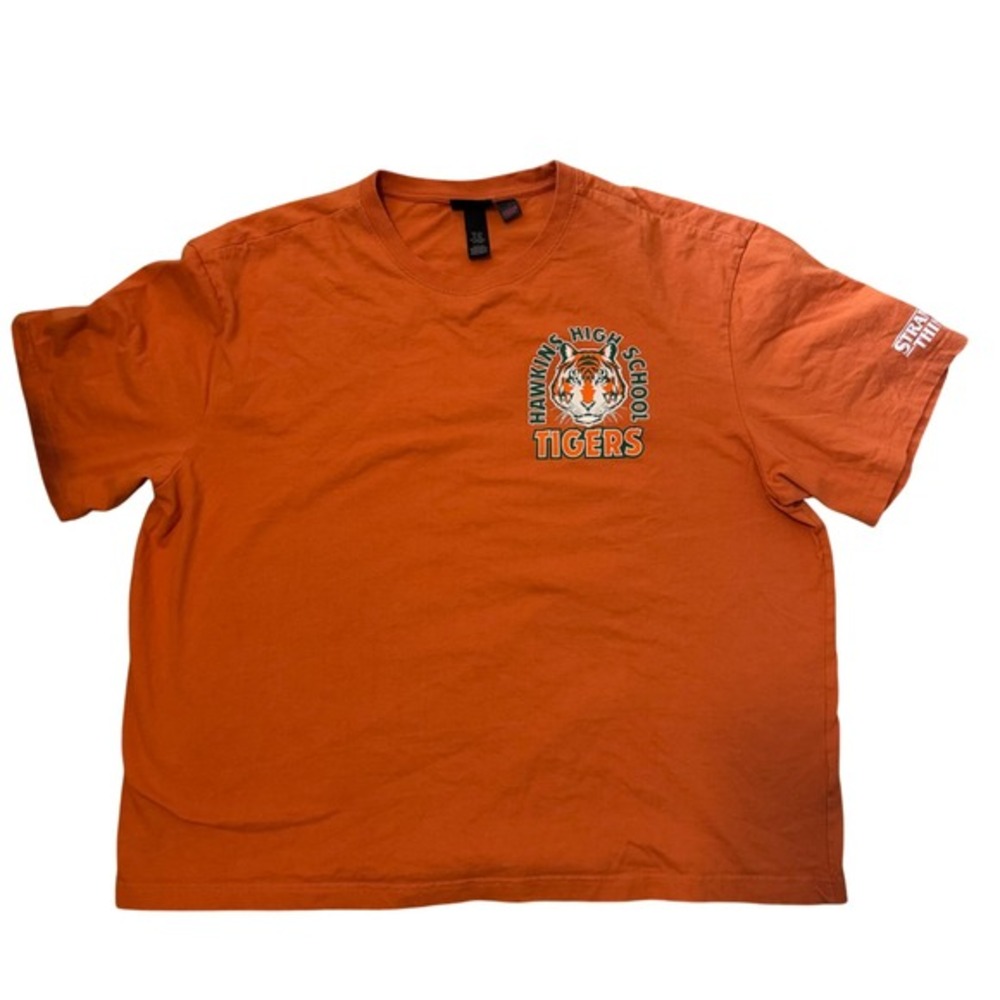 H&M Stranger Things‎ Hawkins High School Tigers Orange Relaxed Fit T-Shirt XXL